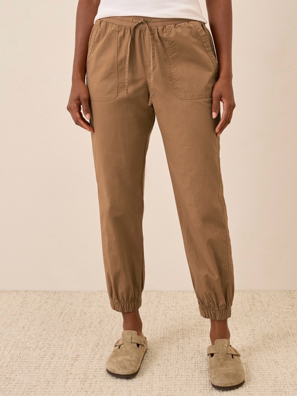 Pact Women's Tan Drawstring Jogger Pants